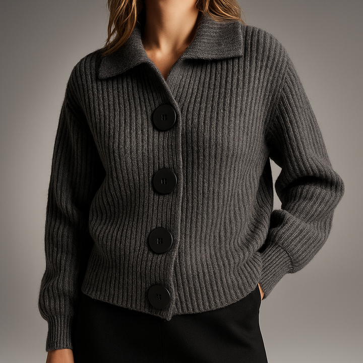 Nathalie | Damen Oversize Strickjacke mit Knöpfen - Orange - Image 6