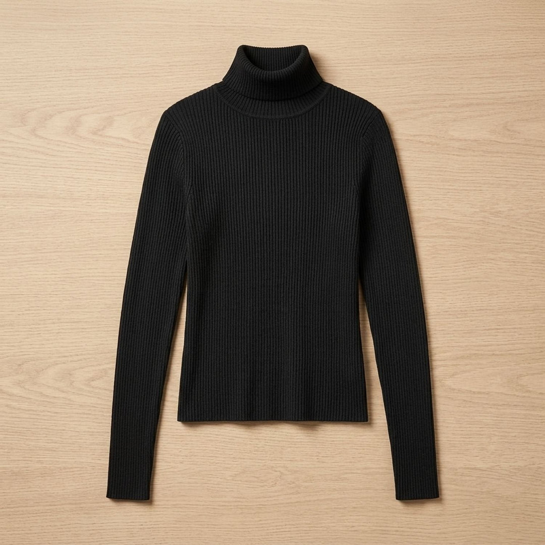 Nelvaine | Damen Gerippter Rollkragen Strickpullover - Brown - Image 8