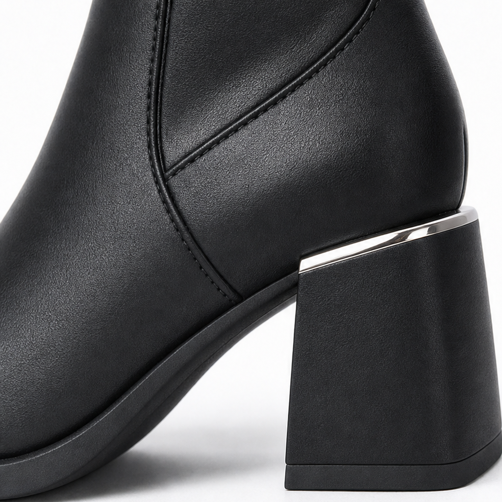 Nelvara | Damen Overknee Stiefel Stretch Schaft - Black - Image 10