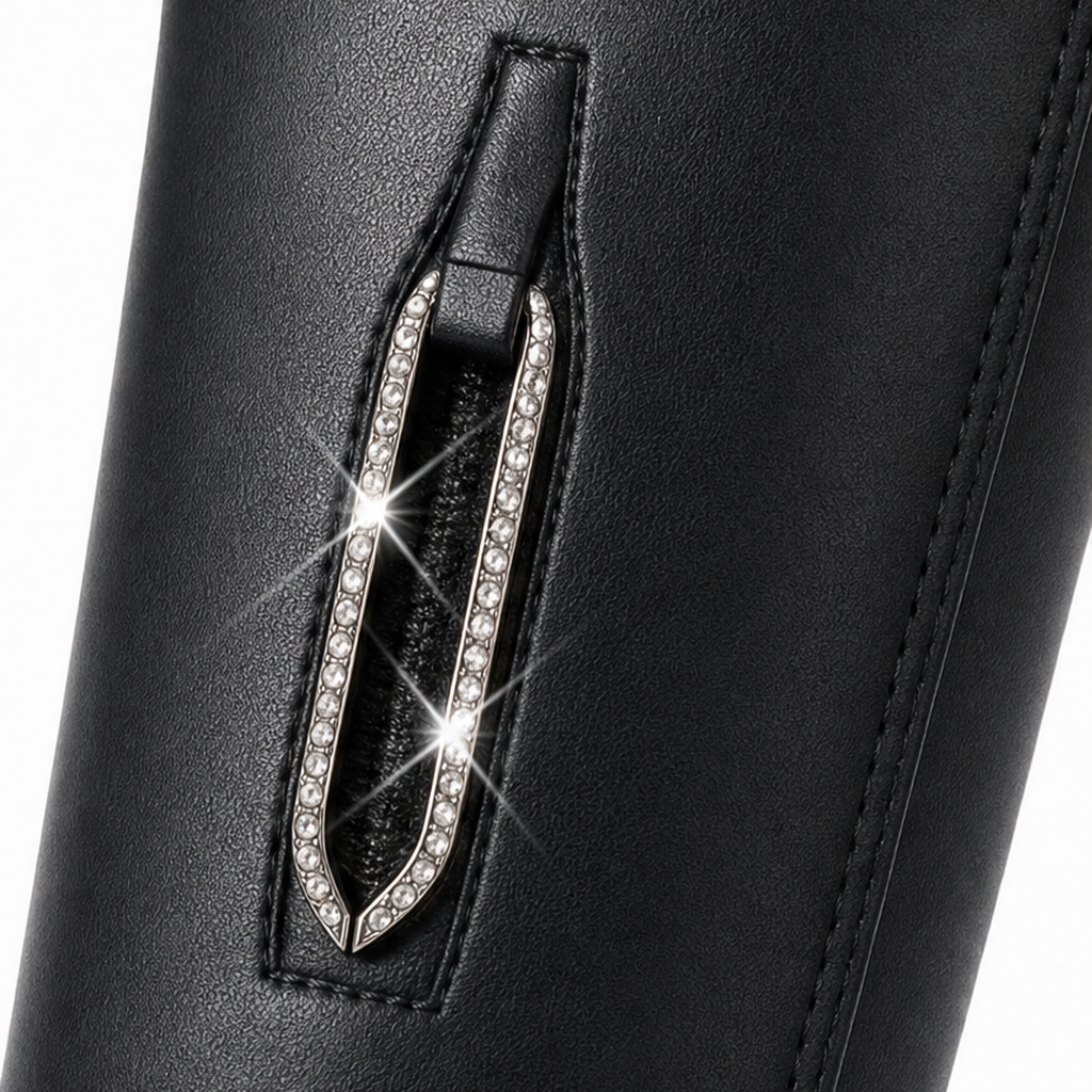Nelvara | Damen Overknee Stiefel Stretch Schaft - Black - Image 9