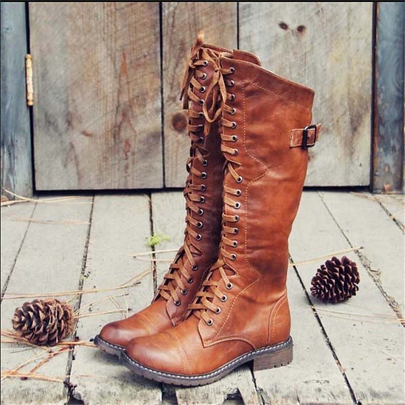 Nelvind | Damen Kniehohe Schnürstiefel - Image 1