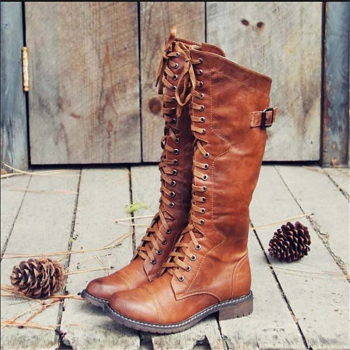 Nelvind | Damen Kniehohe Schnürstiefel - Image 1