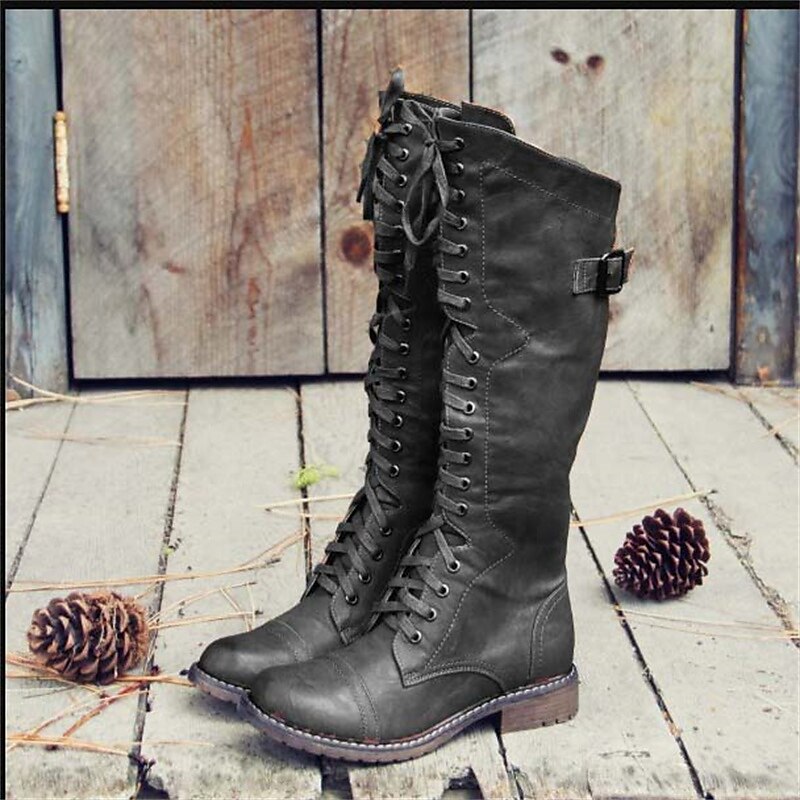 Nelvind | Damen Kniehohe Schnürstiefel - Image 3