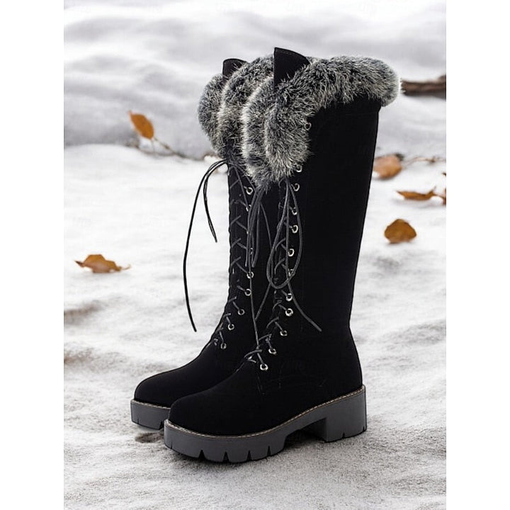 Nelvora | Damen Kniehohe Winterstiefel mit Schnürung - Camel - Image 8