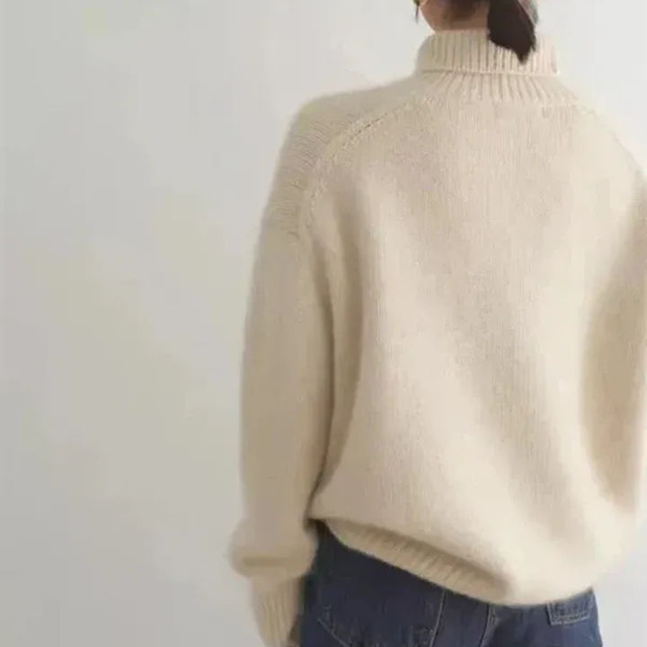 Nelvorn | Damen Rollkragen Strickpullover Oversize - Taupe - Image 3
