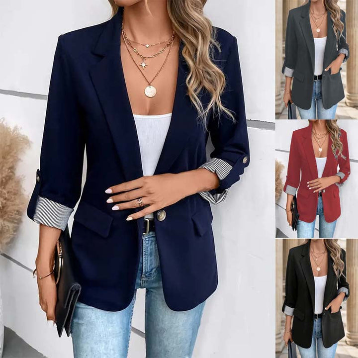 Nelvorne | Damen Blazer Jacke mit Streifenaufschlag - Navy - Image 1
