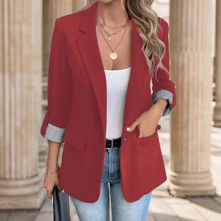 Nelvorne | Damen Blazer Jacke mit Streifenaufschlag - Navy - Image 3