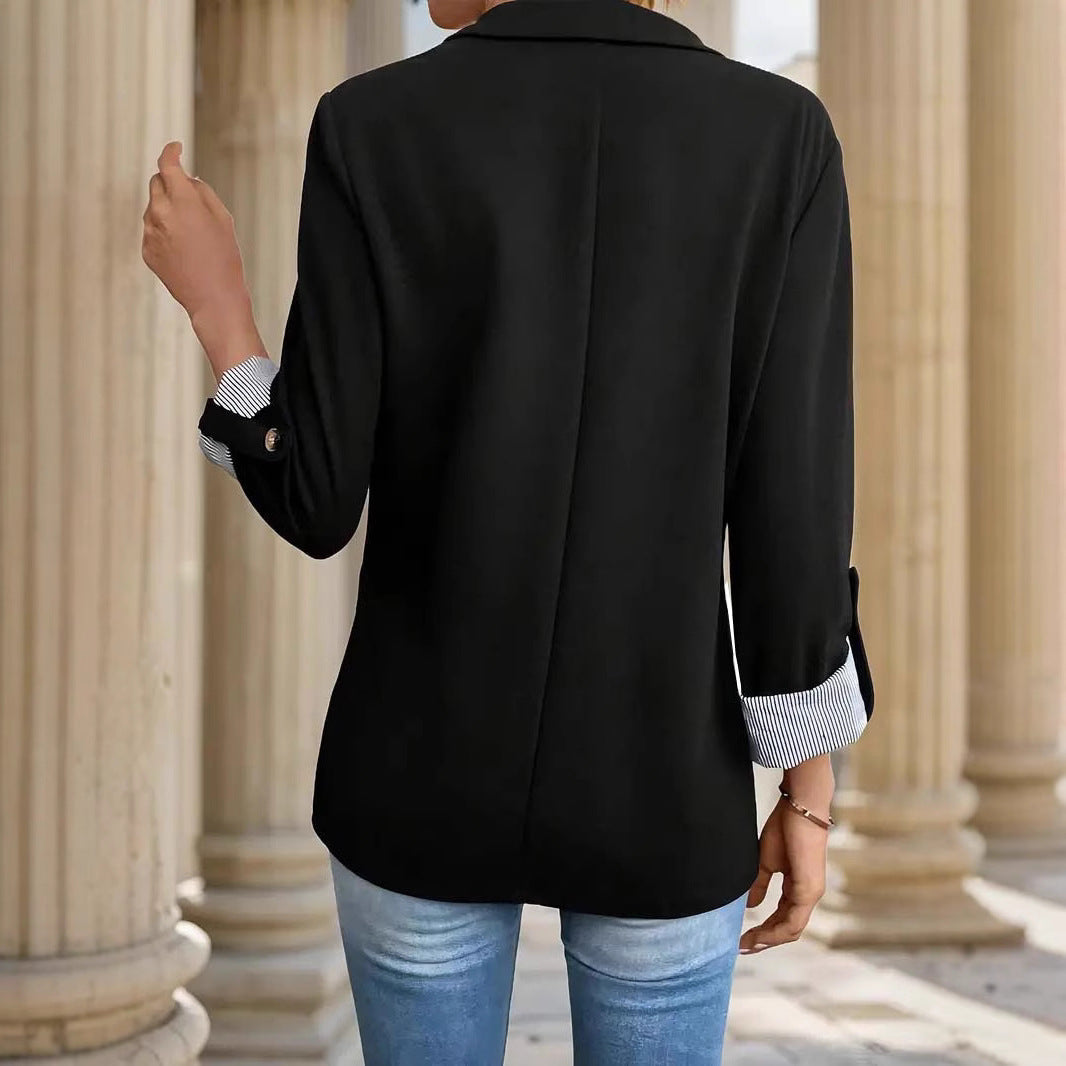 Nelvorne | Damen Blazer Jacke mit Streifenaufschlag - Navy - Image 6