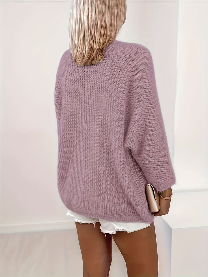 Nelvra | Damen Strickjacke offen Oversize - Lilac - Image 7