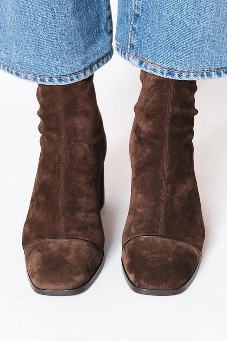 Nolvaine | Damen Stiefeletten mit Blockabsatz - Dark Brown - Image 2