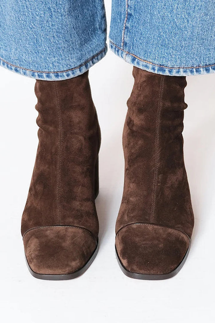 Nolvaine | Damen Stiefeletten mit Blockabsatz - Dark Brown - Image 2
