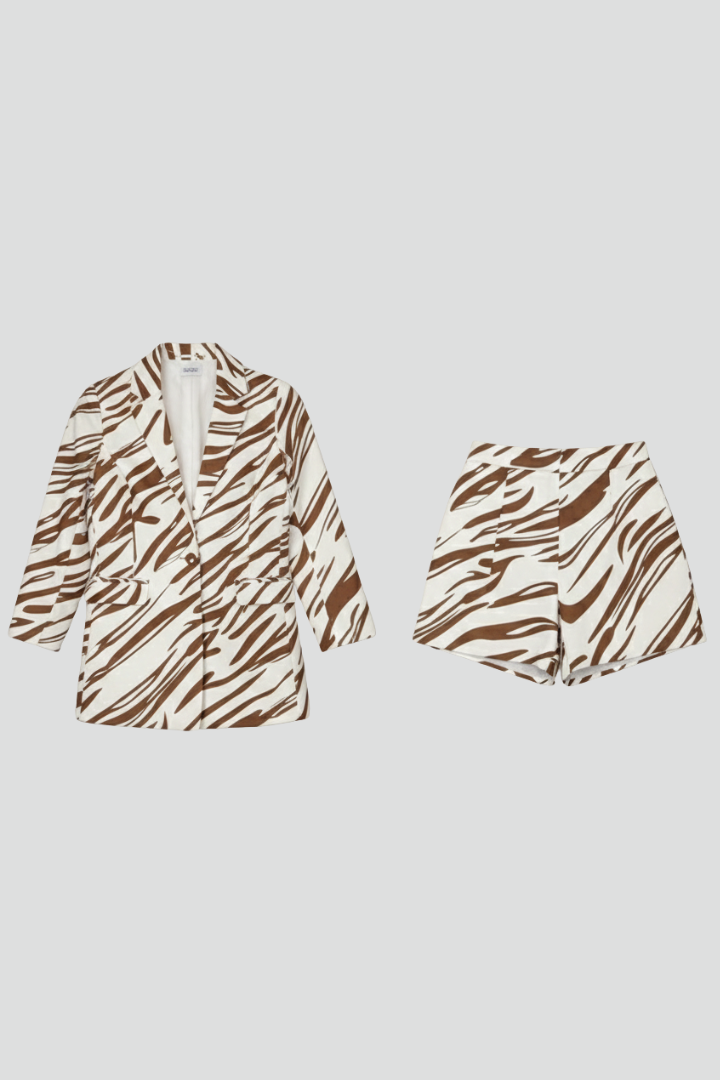 Nolvara | Damen Zebra Print Blazer Set - Image 5