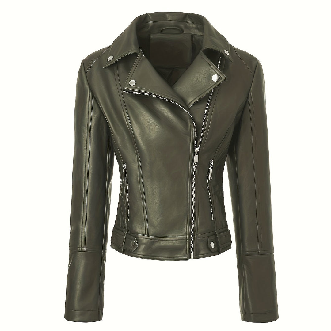 Nolvind | Damen Lederjacke Bikerjacke Schwarz - Black - Image 11