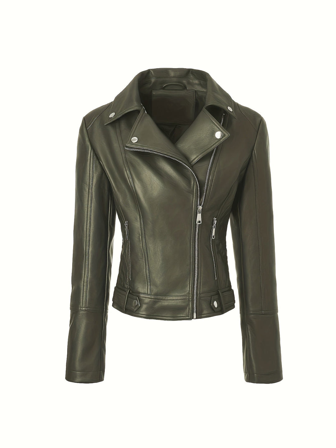 Nolvind | Damen Lederjacke Bikerjacke Schwarz - Black - Image 12