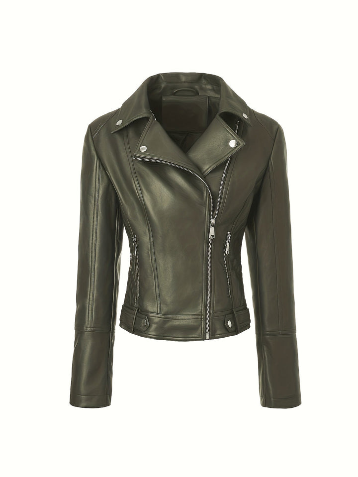 Nolvind | Damen Lederjacke Bikerjacke Schwarz - Black - Image 12