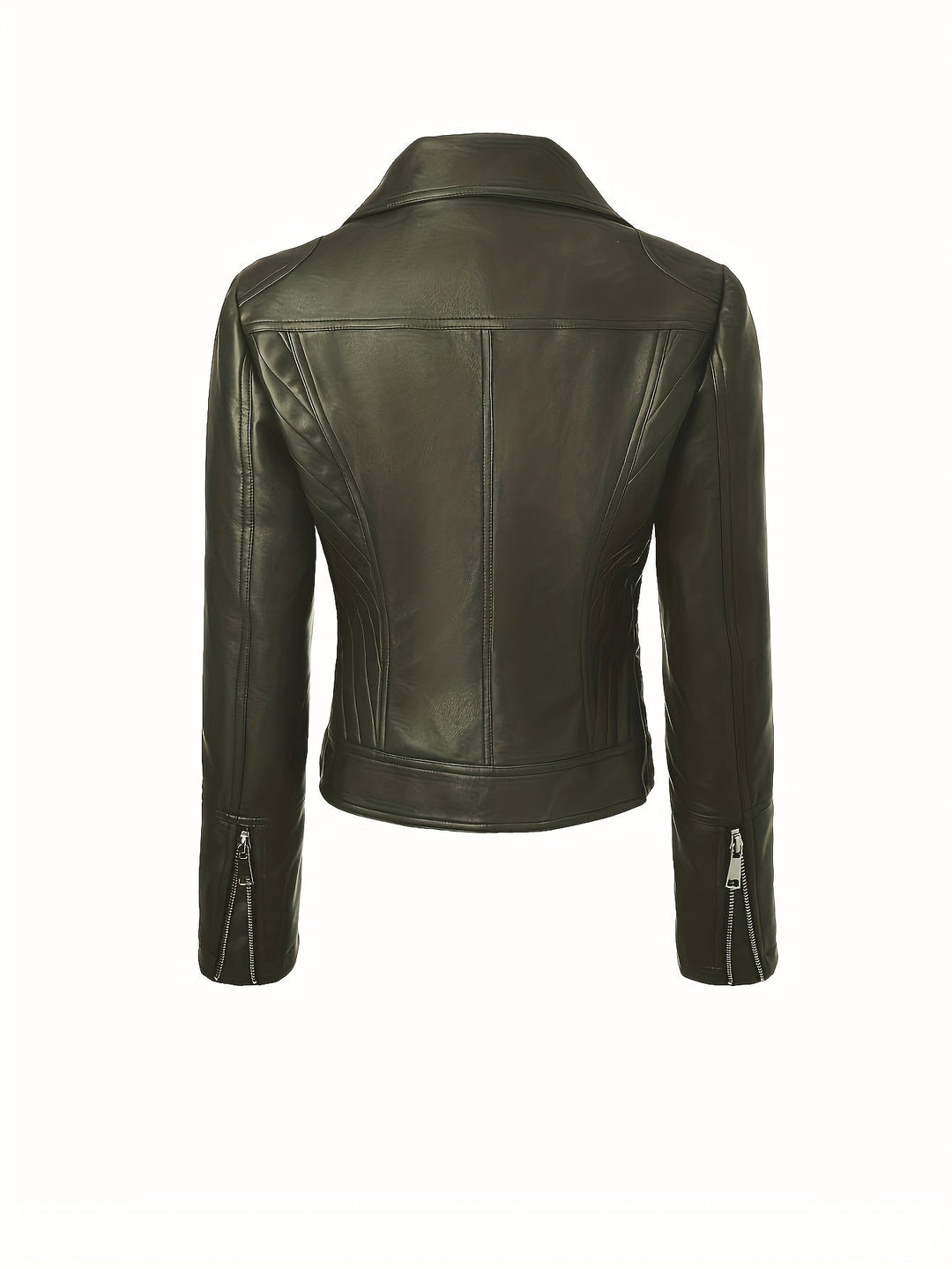 Nolvind | Damen Lederjacke Bikerjacke Schwarz - Black - Image 13