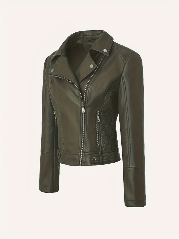 Nolvind | Damen Lederjacke Bikerjacke Schwarz - Black - Image 14