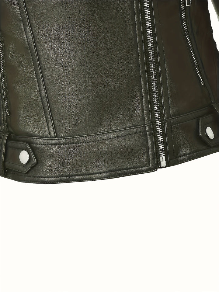 Nolvind | Damen Lederjacke Bikerjacke Schwarz - Black - Image 16