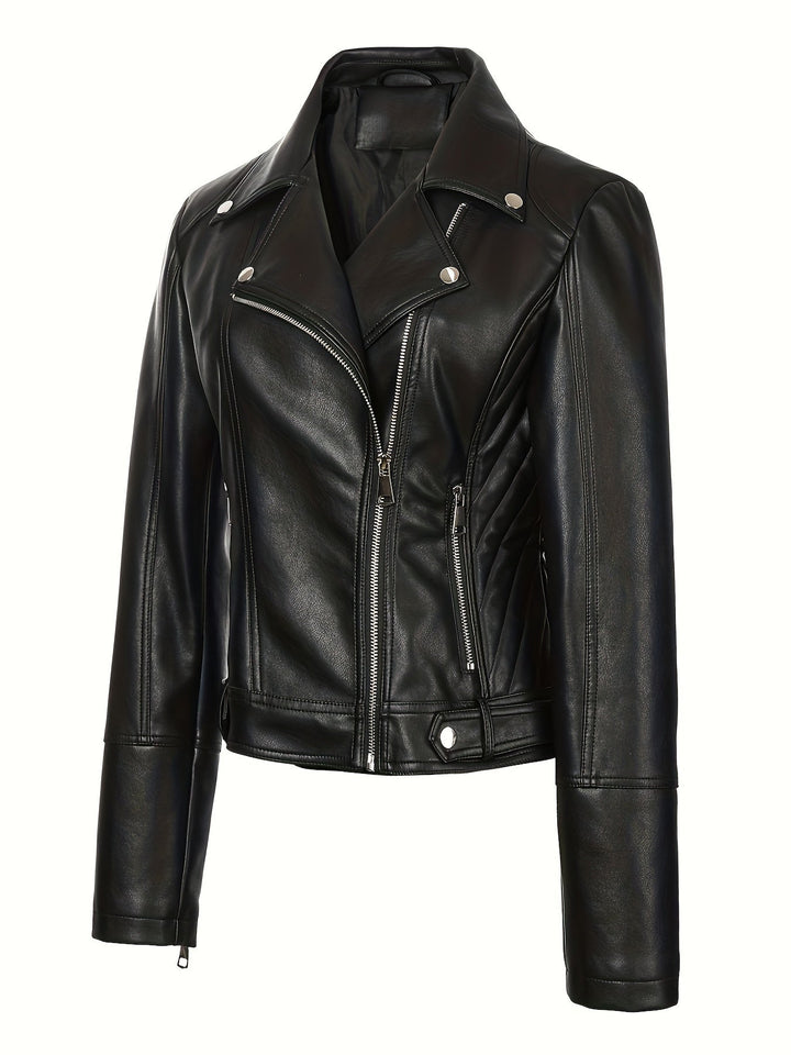 Nolvind | Damen Lederjacke Bikerjacke Schwarz - Black - Image 2