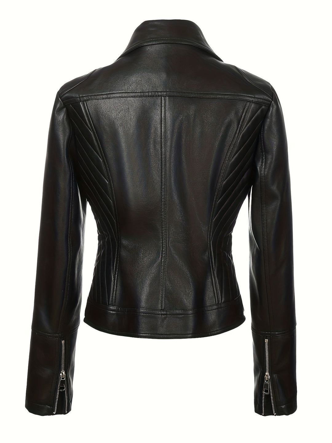 Nolvind | Damen Lederjacke Bikerjacke Schwarz - Black - Image 3