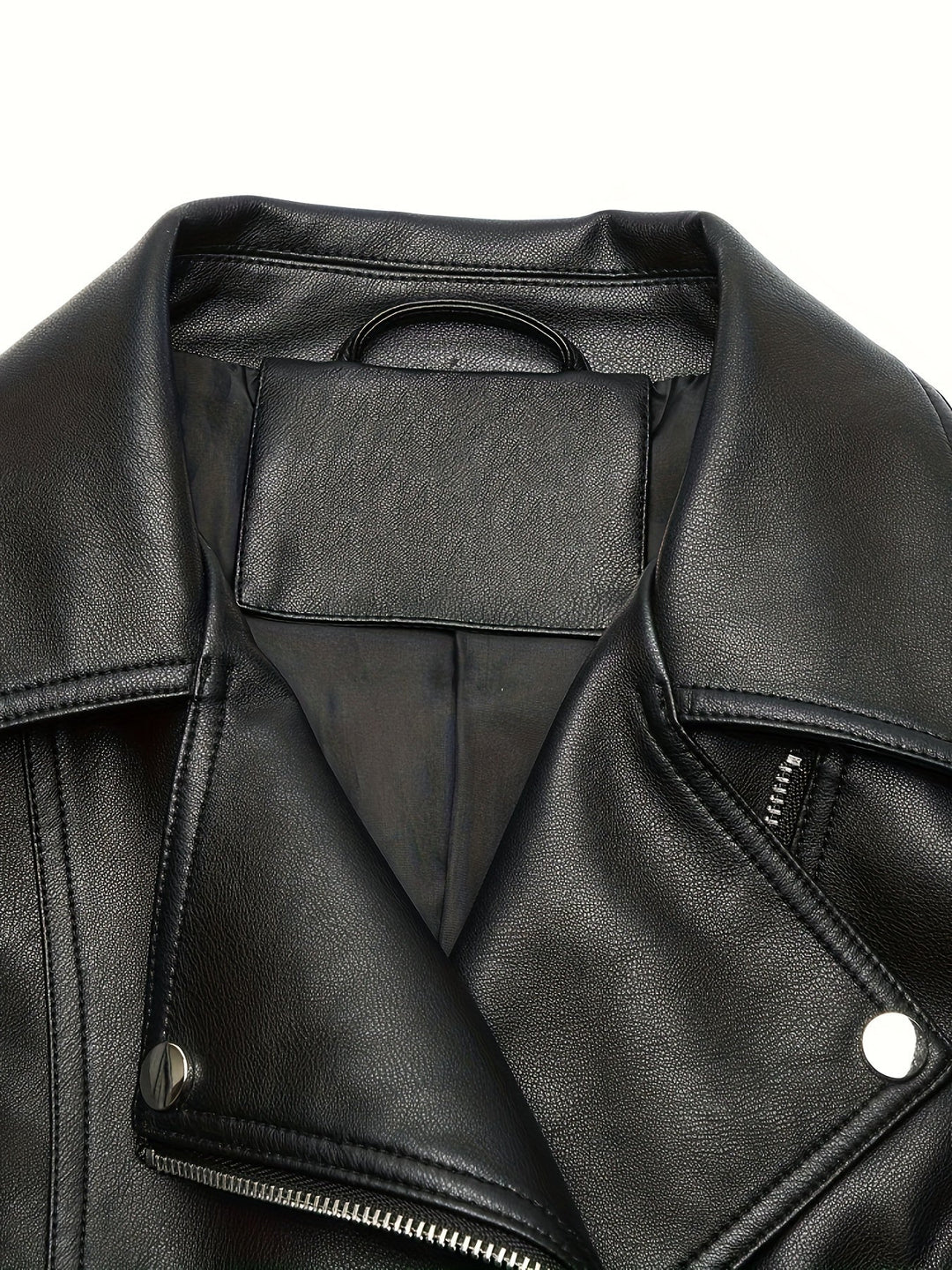 Nolvind | Damen Lederjacke Bikerjacke Schwarz - Black - Image 4