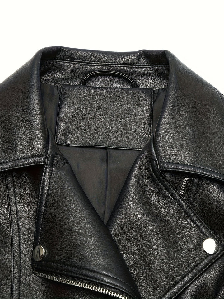 Nolvind | Damen Lederjacke Bikerjacke Schwarz - Black - Image 4