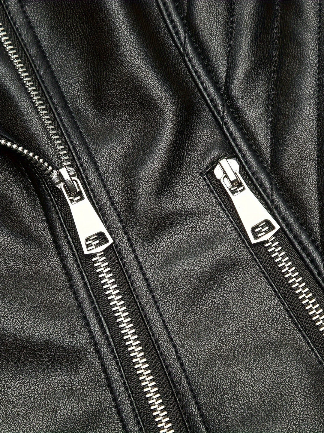Nolvind | Damen Lederjacke Bikerjacke Schwarz - Black - Image 6