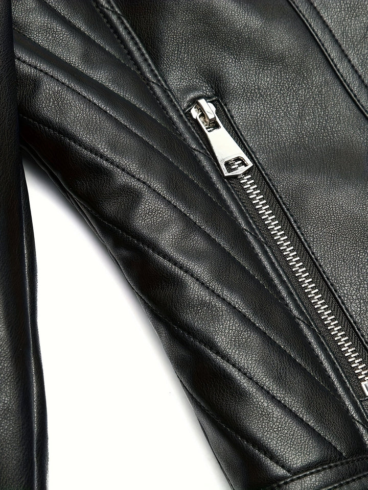 Nolvind | Damen Lederjacke Bikerjacke Schwarz - Black - Image 7