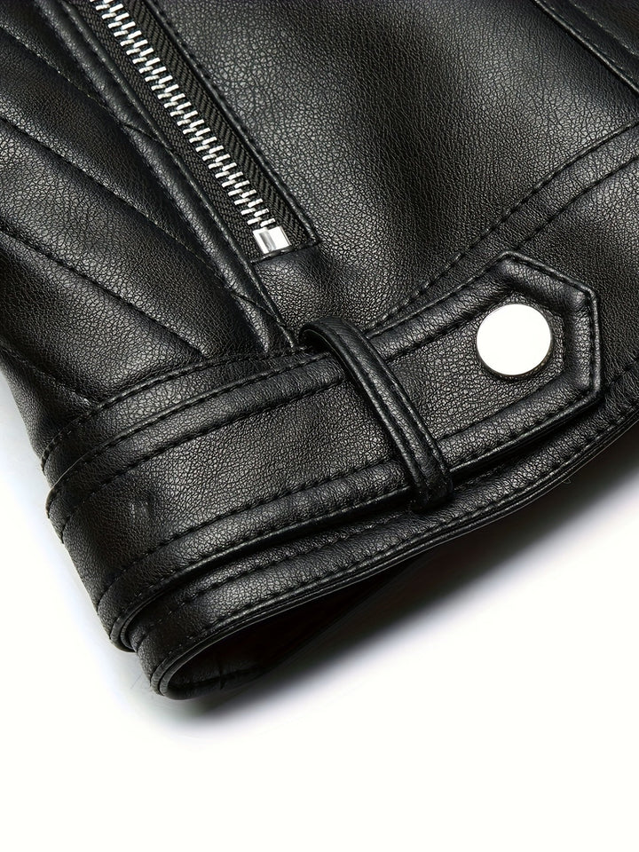 Nolvind | Damen Lederjacke Bikerjacke Schwarz - Black - Image 8