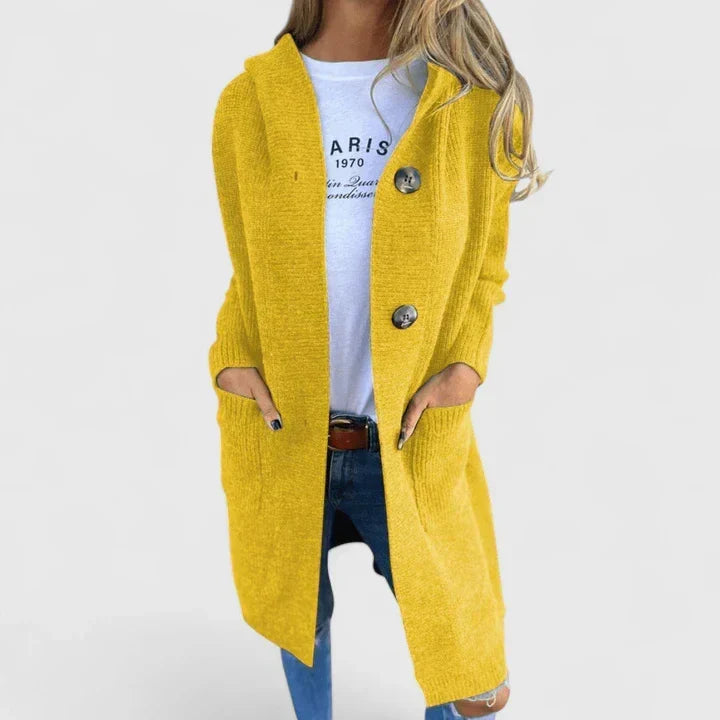 Nolvind | Damen Strickjacke mit Kapuze lang - Beige - Image 4