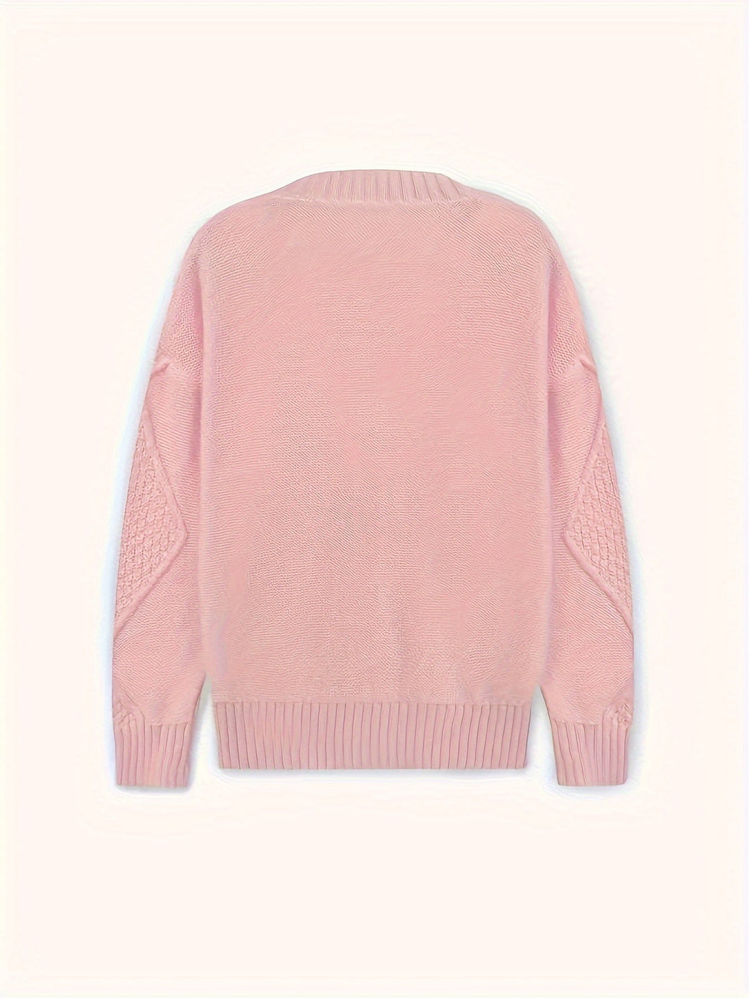 Nolvind | Damen Strickjacke Zopfmuster Knopfleiste - Light Pink - Image 3