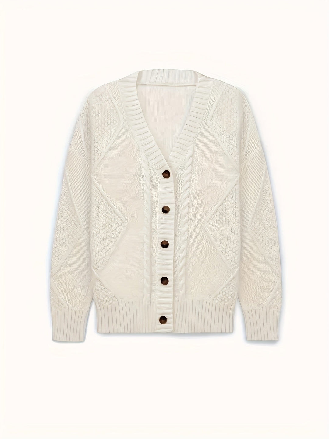 Nolvind | Damen Strickjacke Zopfmuster Knopfleiste - Light Pink - Image 8