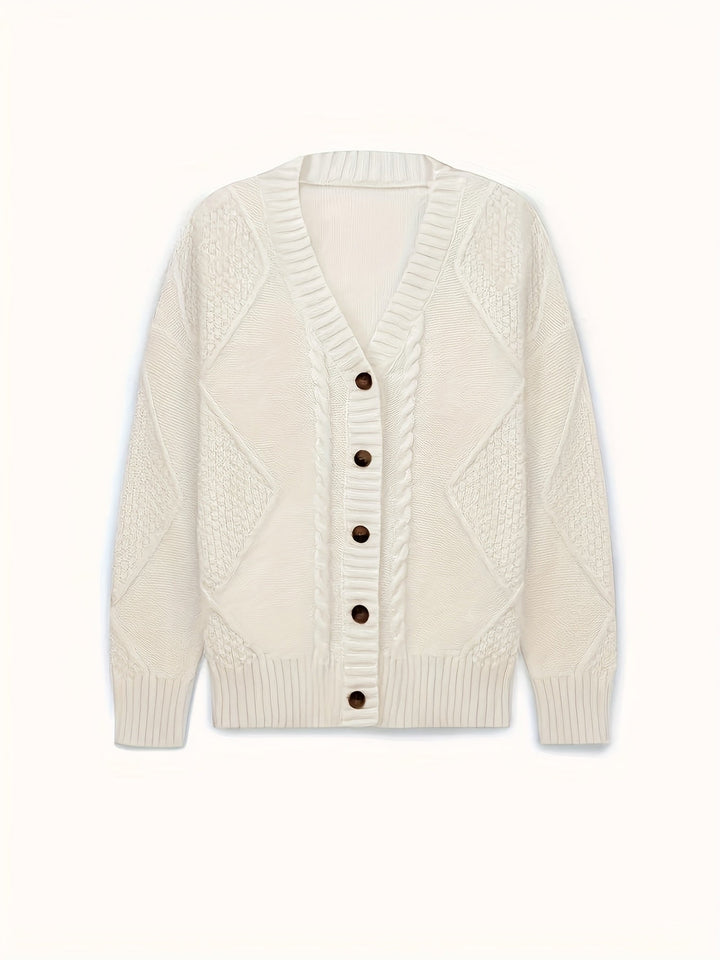 Nolvind | Damen Strickjacke Zopfmuster Knopfleiste - Light Pink - Image 8