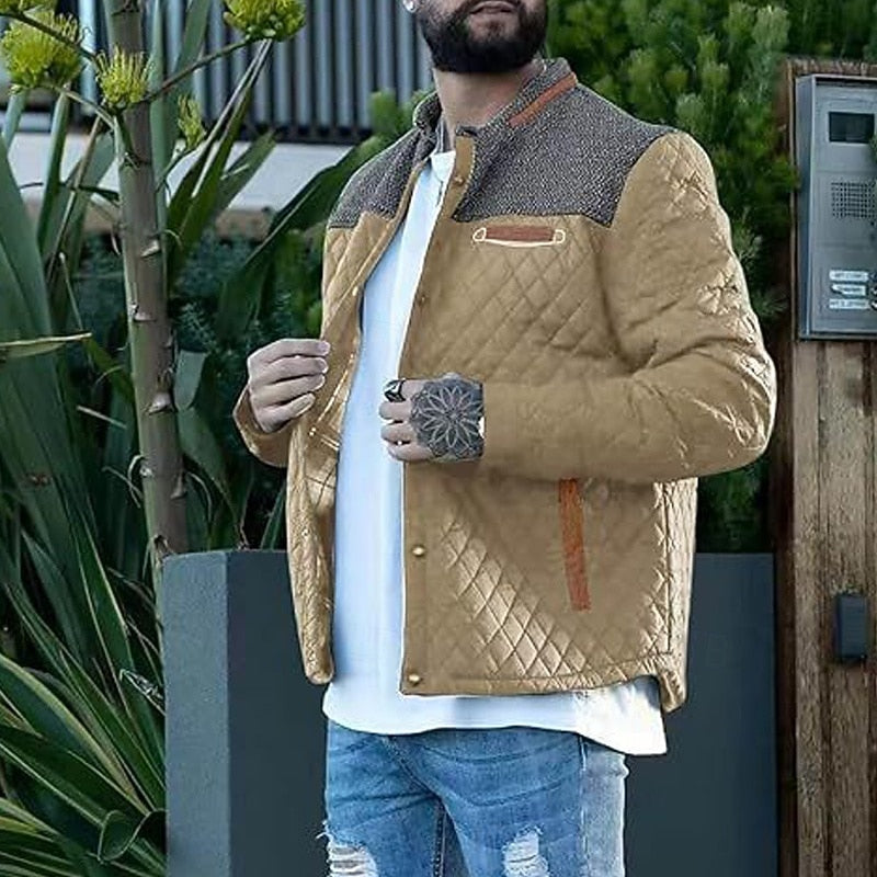 Oswald | Herren Winterjacke Steppjacke Stehkragen - Khaki - Image 2