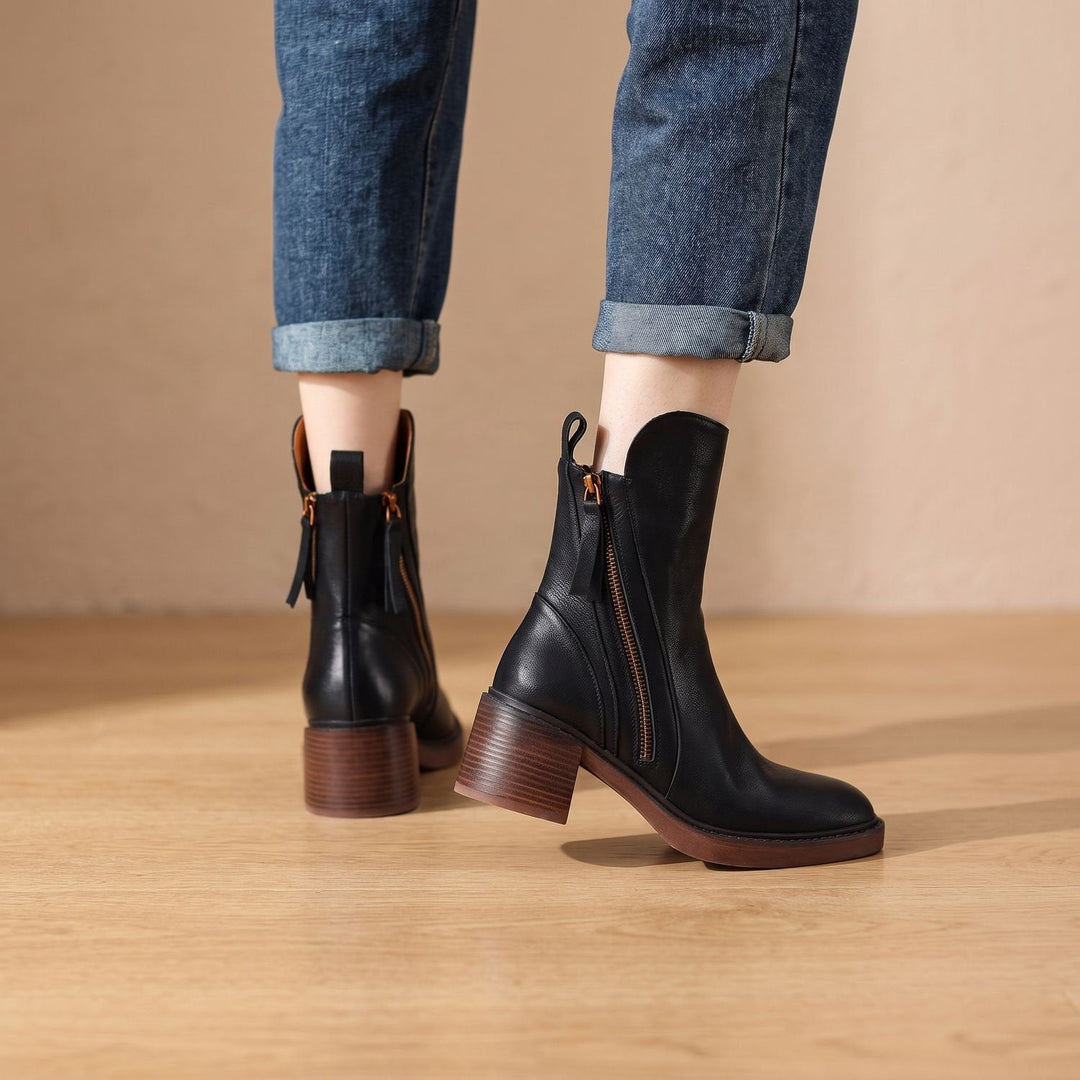 Ragnfrid | Damen Winterstiefel mit Blockabsatz - Black - Image 3