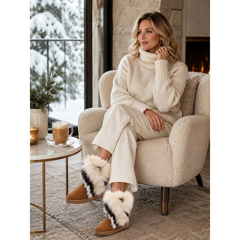 Ragnvild | Damen Winterschuhe mit Kunstfell - Camel - Image 6