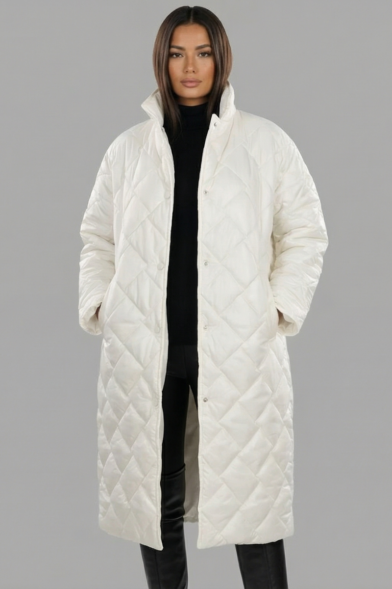 Reinhild | Damen Lange Winterjacke Gesteppt Wendbar - Dark Brown - Image 4