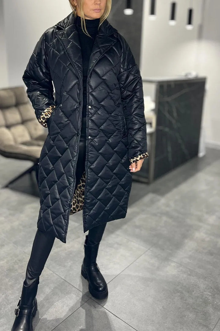 Reinhild | Damen Lange Winterjacke Gesteppt Wendbar - Dark Brown - Image 6