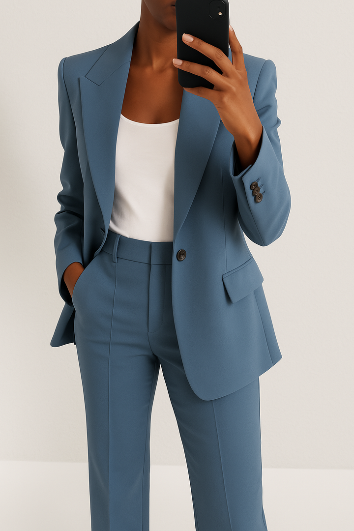 Relvaine | Damen Hosenanzug Blazer mit Schlaghose - Blue - Image 1