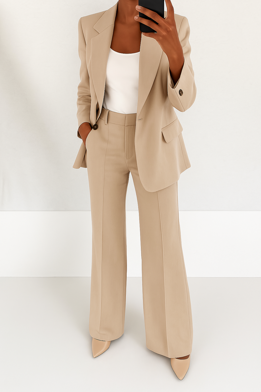 Relvaine | Damen Hosenanzug Blazer mit Schlaghose - Blue - Image 4