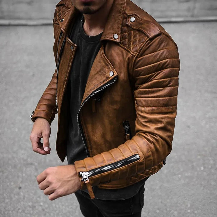 Relvorn | Herren Lederjacke Slim Fit Bikerjacke - Image 1