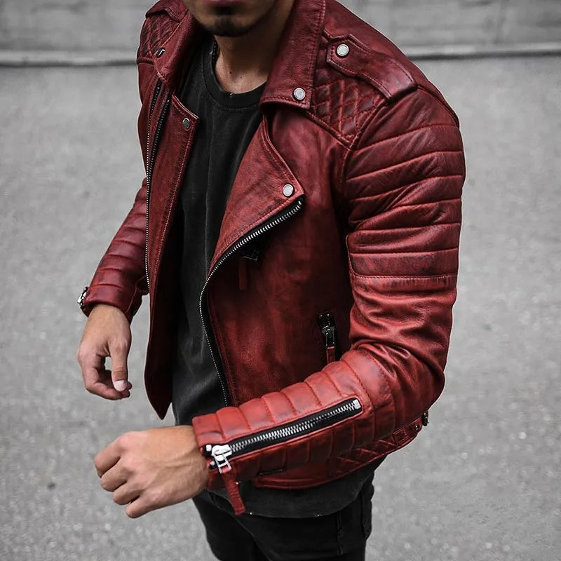 Relvorn | Herren Lederjacke Slim Fit Bikerjacke - Image 4