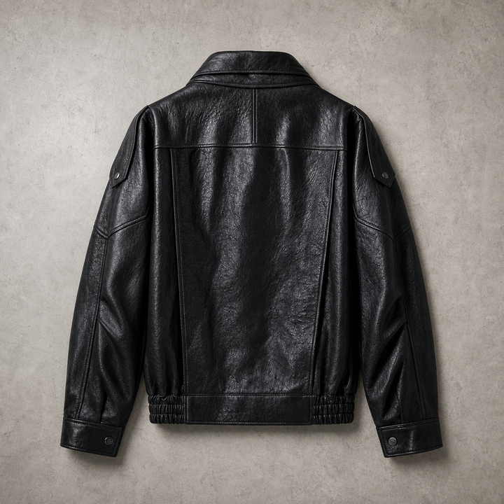 Rendall | Herren Oversize Bikerjacke Kunstleder - Black - Image 4