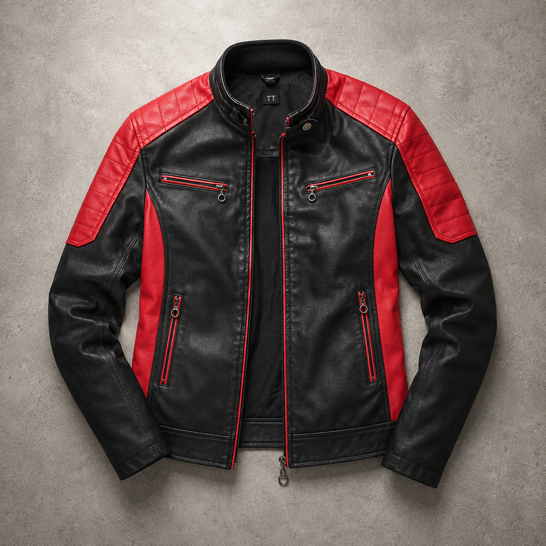 Rendmoor | Herren Lederjacke Bikerjacke Colorblock - Image 1