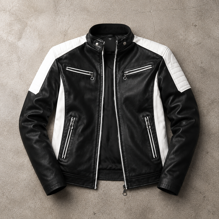 Rendmoor | Herren Lederjacke Bikerjacke Colorblock - Image 2