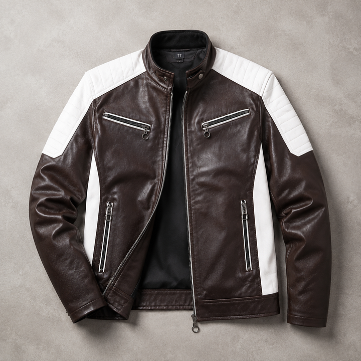 Rendmoor | Herren Lederjacke Bikerjacke Colorblock - Image 3