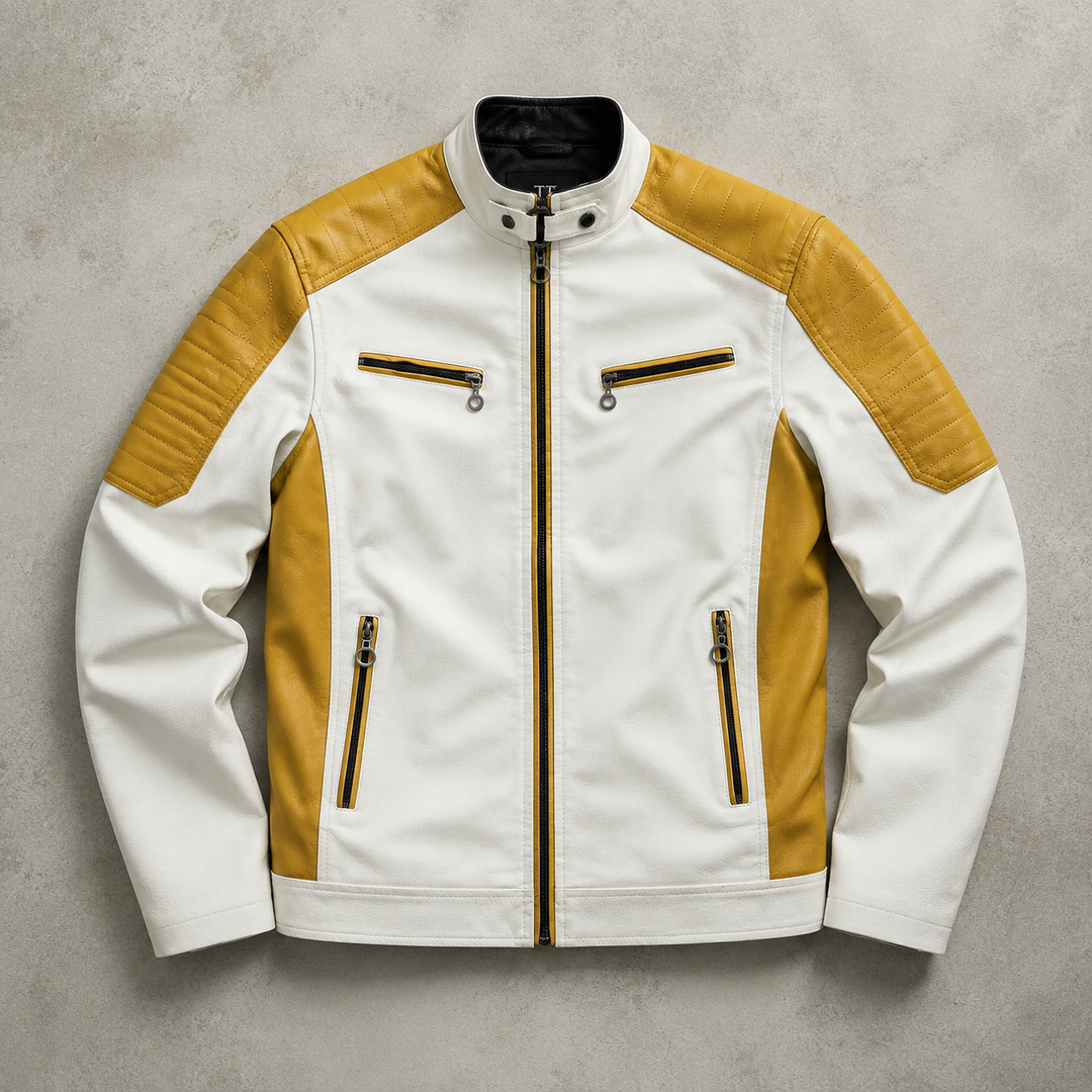Rendmoor | Herren Lederjacke Bikerjacke Colorblock - Image 4