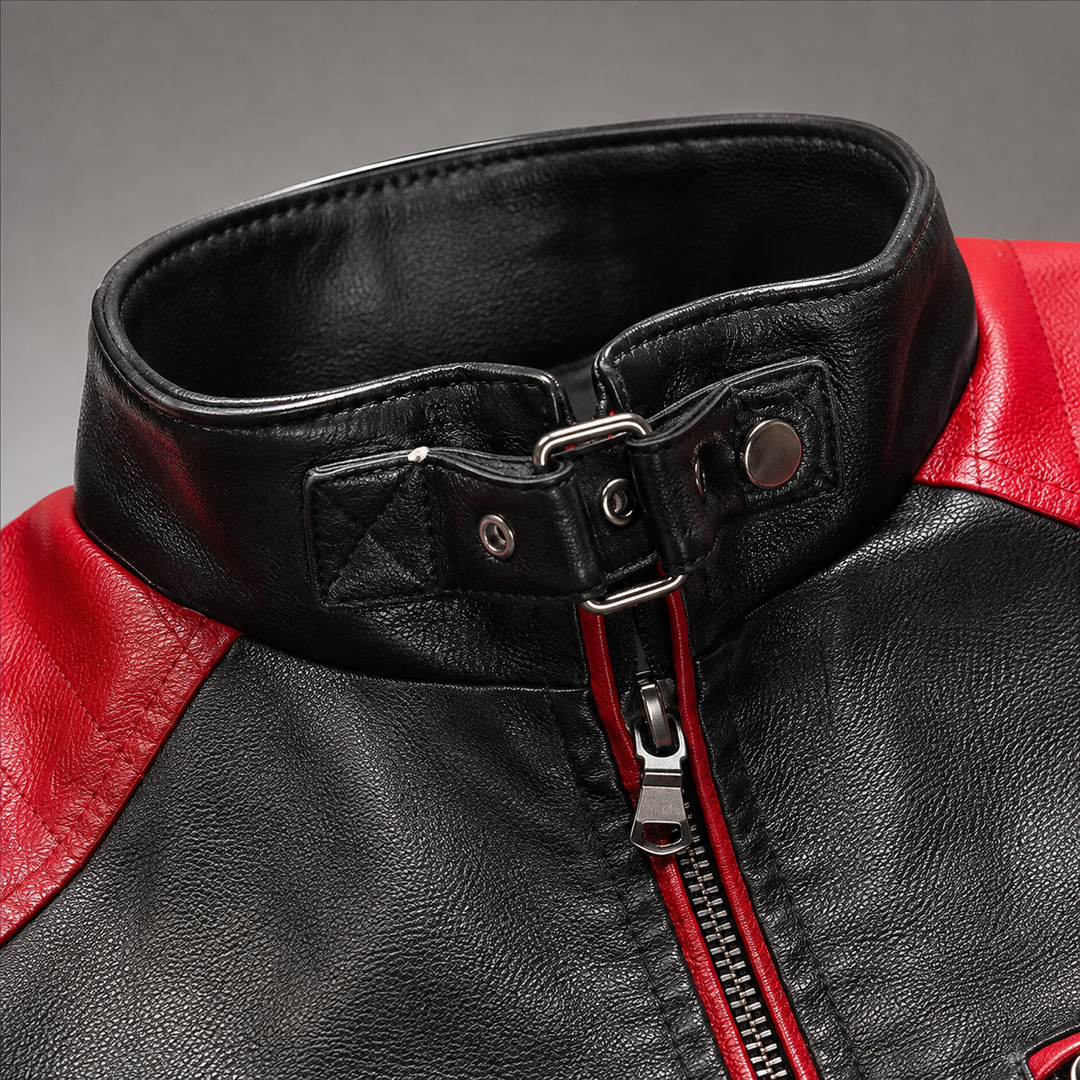 Rendmoor | Herren Lederjacke Bikerjacke Colorblock - Image 8