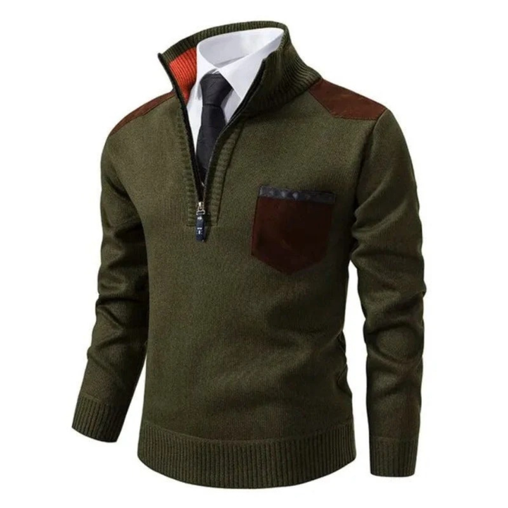 Rendolf | Herren Strickpullover mit Reißverschluss - Beige - Image 2