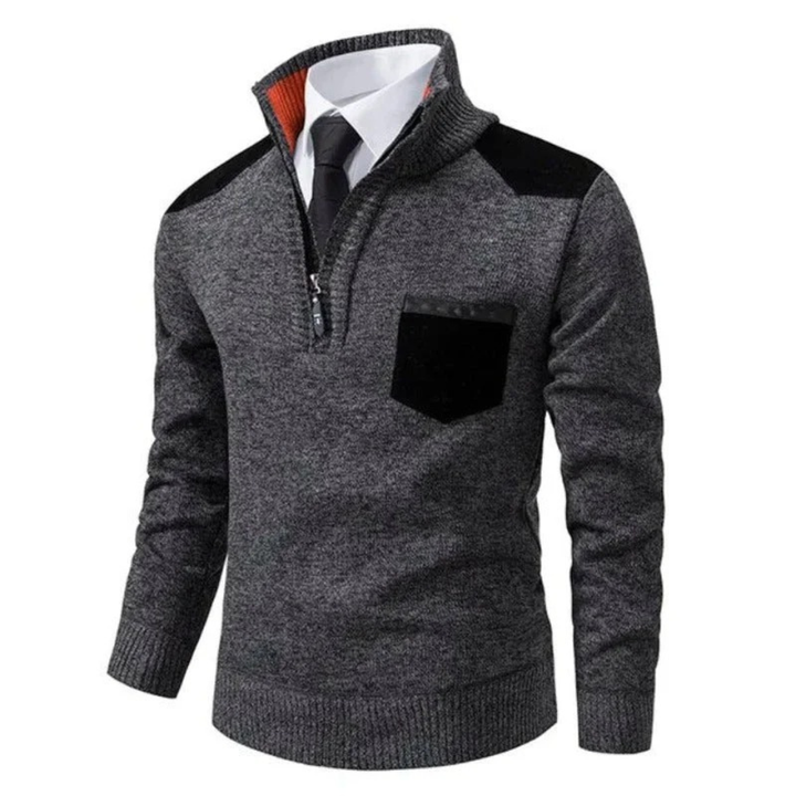 Rendolf | Herren Strickpullover mit Reißverschluss - Beige - Image 4